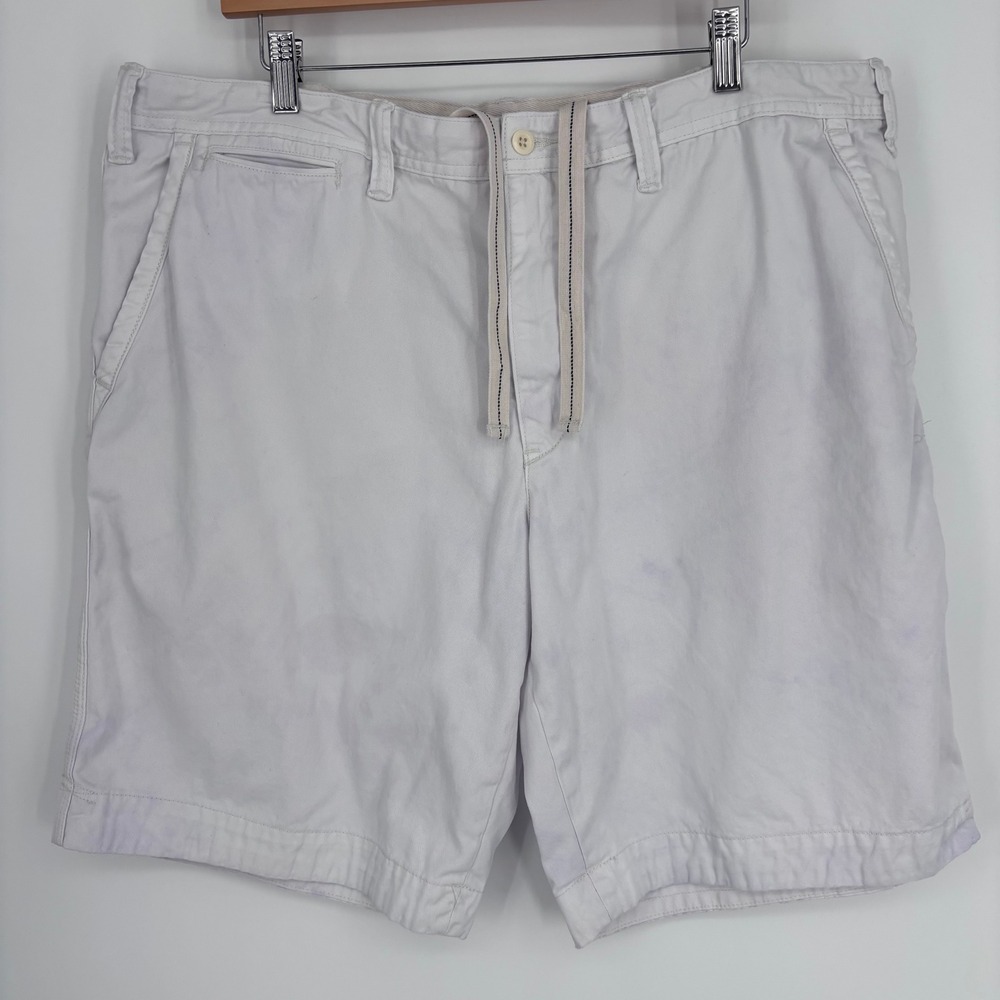 Polo Ralph Lauren Chino Shorts Mens 40 White Drawstring Heavyweight Twill Preppy